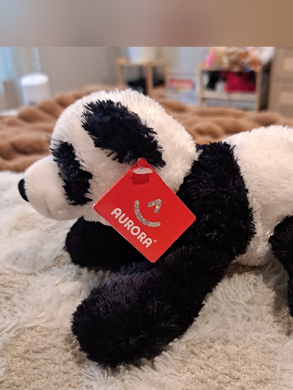 Aurora Flopsie Panda Bear Plush Stuffed Toy 8 Inch Black White